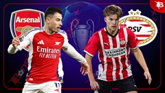 03h00 ngày 13/3: Arsenal vs PSV