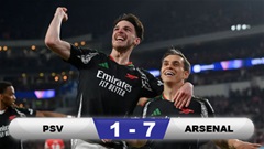 Arsenal 'đặt chỗ' ở tứ kết Champions League sau chiến thắng 7-1 trước PSV