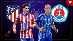00h45 ngày 12/12: Atletico vs Slovan Bratislava