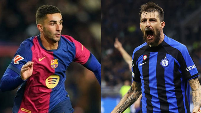 Torres (trái) sẽ phải vượt qua Acerbi để mang lợi thế về cho Barca