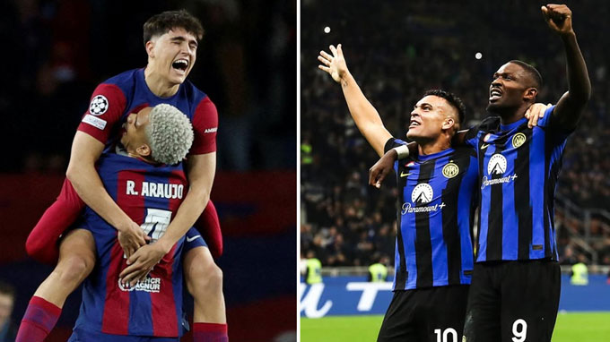 Cặp trung vệ Cubarsi - Araujo sẽ có ngày thi đấu vất vả trước song sát Thuram - Lautaro của Inter
