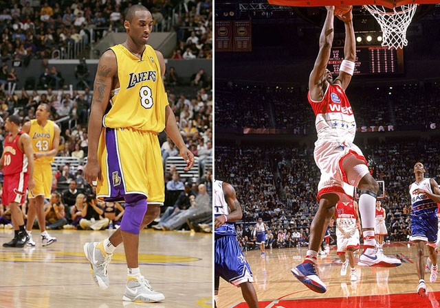 Hai mẫu PE cho Zoom Kobe 1 trong đó có phối màu All-Star Game 2006 (ảnh phải).