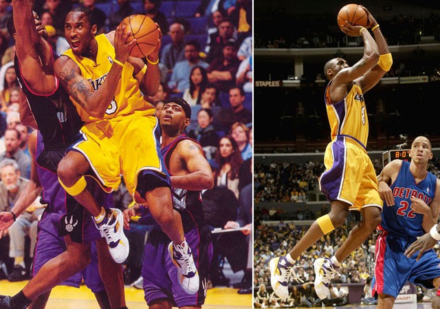 Và phối màu PE trắng/vàng/tím cho các trận đấu sân nhà của Kobe Bryant.