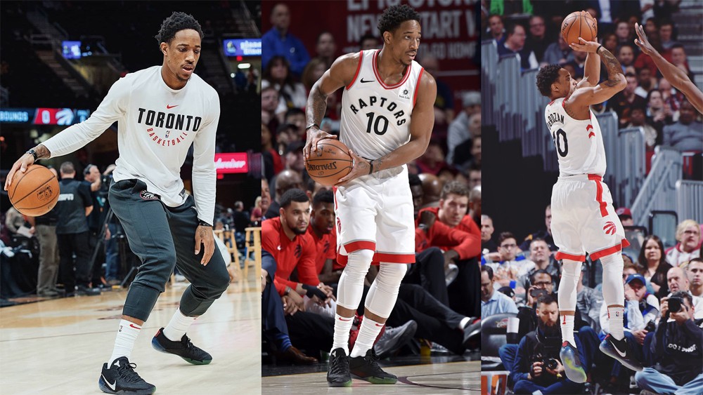Trên chân của DeMar DeRozan là mẫu Kobe mới nhất.