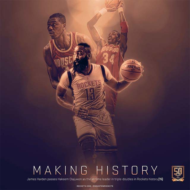 Harden trở thành cầu thủ có nhiều triple-double nhất cho Houston Rockets