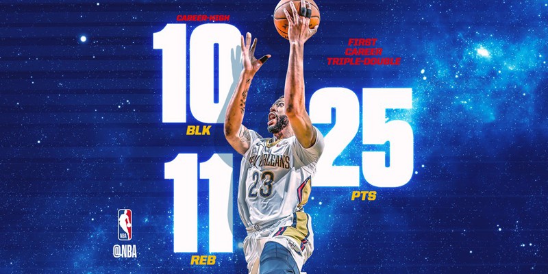 Trận đấu đáng nhớ trong ngày sinh nhật thứ 25 của Anthony Davis.