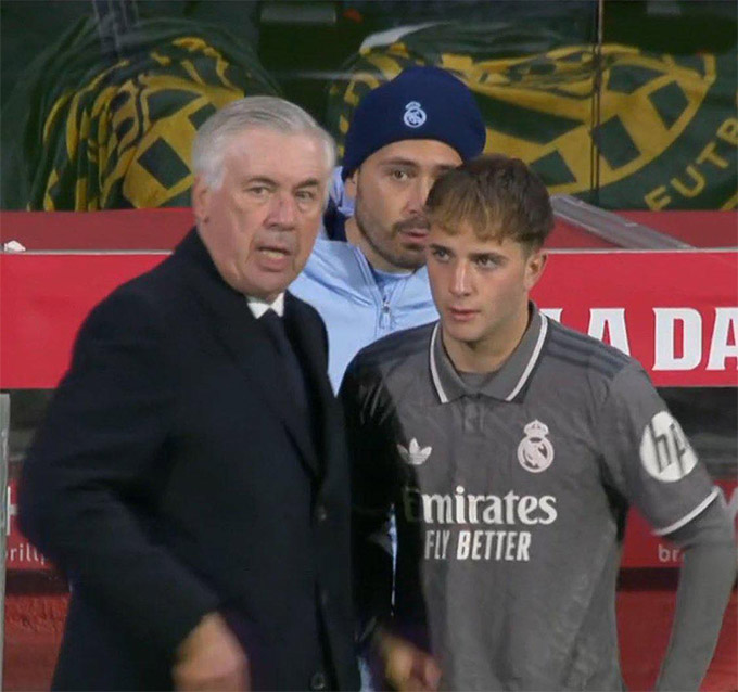 Yanez được HLV Ancelotti tung vào sân ở phút 88, thay thế Arda Guler.