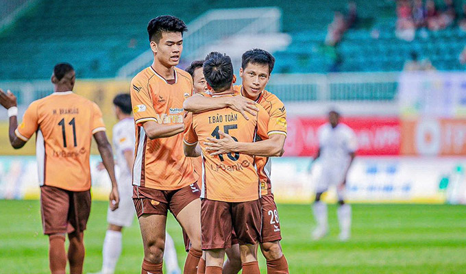 Niềm vui của Quang Kiệt khi cùng HAGL đánh bại Bình Dương 4-0 trên sân nhà - Ảnh: HAGL 