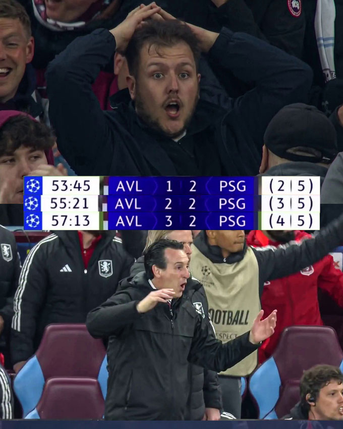 Aston Villa đã ghi liền 3 bàn đầu hiệp 2 và hoàn toàn có cơ hội ngược dòng