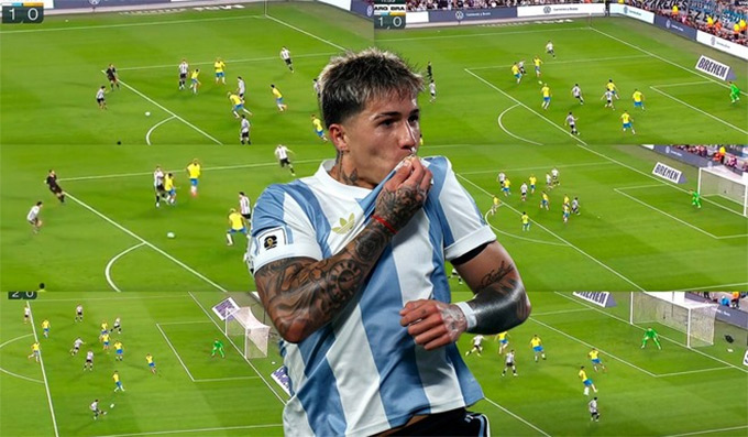 Enzo Fernandez ghi dấu giày vào 2 bàn thắng của Argentina ở trận gặp Brazil