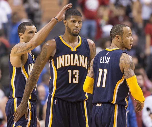 Monta Ellis (11) được Indiana Pacers kỳ vọng hỗ trợ tốt cho Paul George (13).
