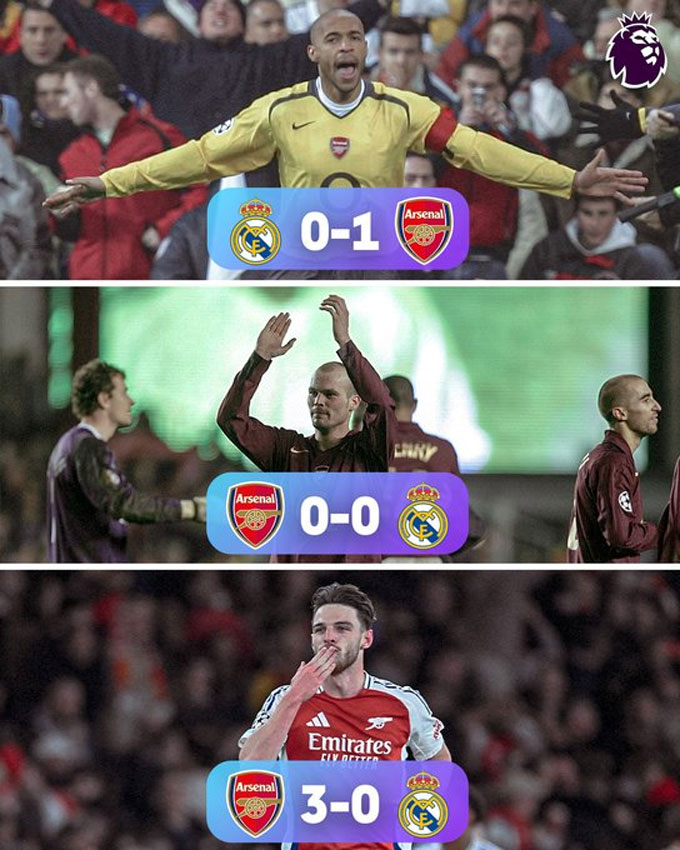 Arsenal chưa thủng lưới bàn nào trong 3 lần đối đầu Real tại Champions League