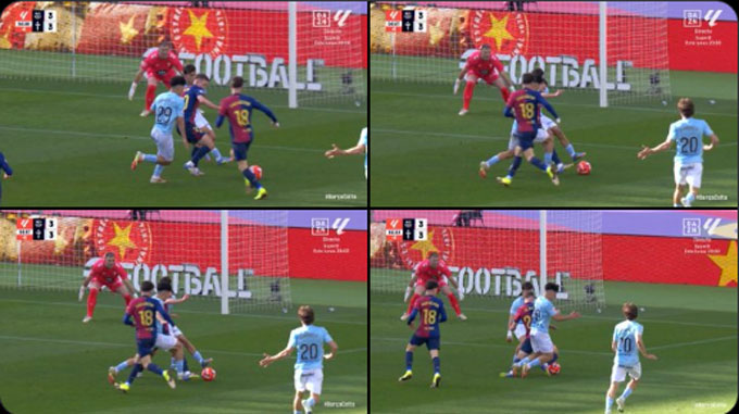 Tình huống Dani Olmo mang về quả penalty cho Barca