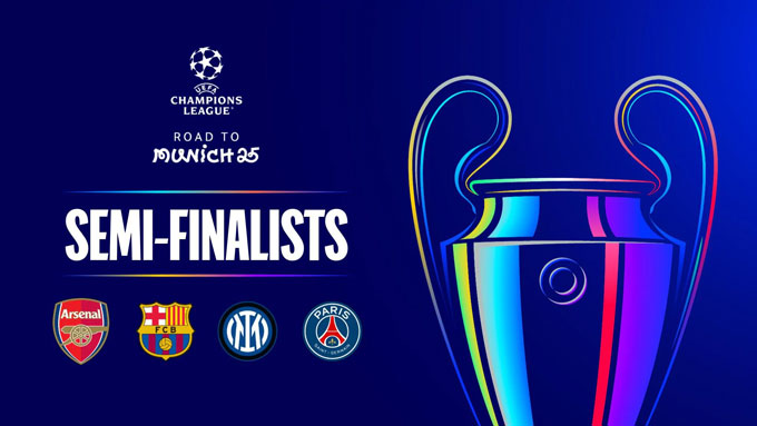 4 đội bóng giành quyền vào bán kết Champions League 2024/25